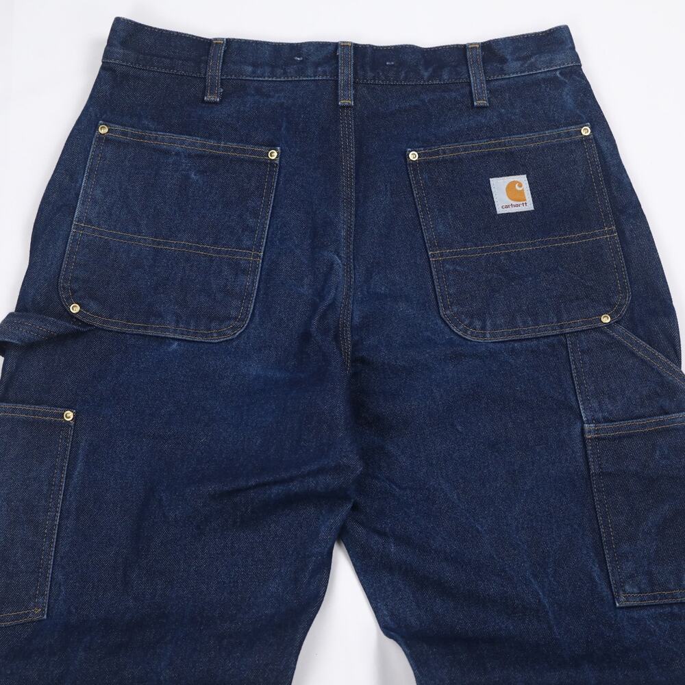 Vintage Carhartt B07 DNM Dark Blue Jeans Denim Double Knee Carpenter Pant 32x31 - Picture 6 of 13